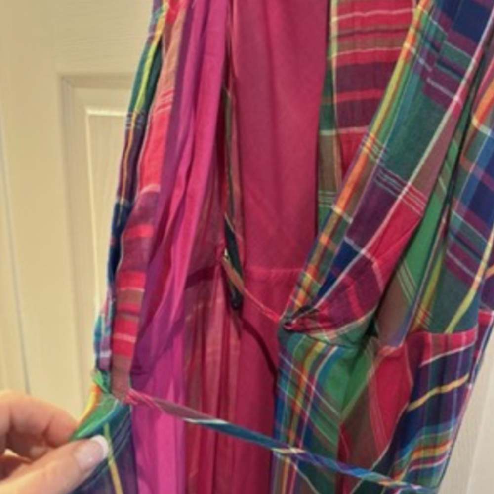 Polo Ralph Lauren Size 8 Sleeveless Fit & Flare Long Madras Wrap Cotton Dress - Picture 12 of 12